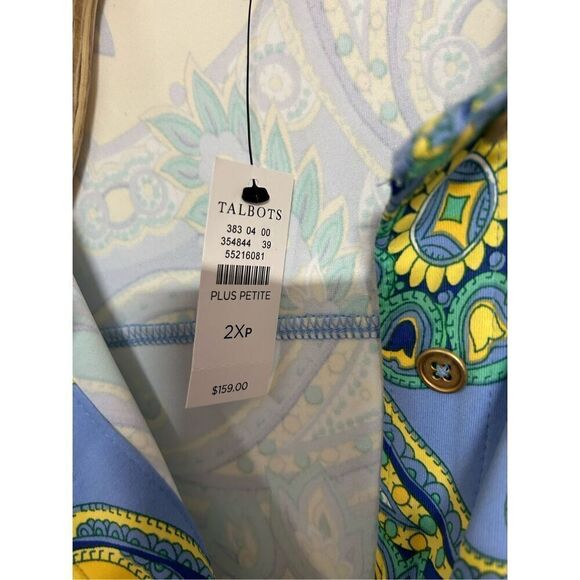 Talbots 2xP Belted Paisley Yellow and Blue Dress NWT - Picture 6 of 6
